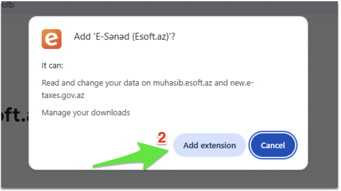 Addım 2: Add extension təsdiqi